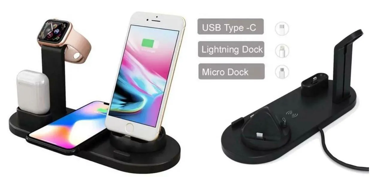 SMAXPro™ QI 4-in-1 FAST Wireless Charging Station: iWatch/Samsung/iPhone/Airpods Dock Stand