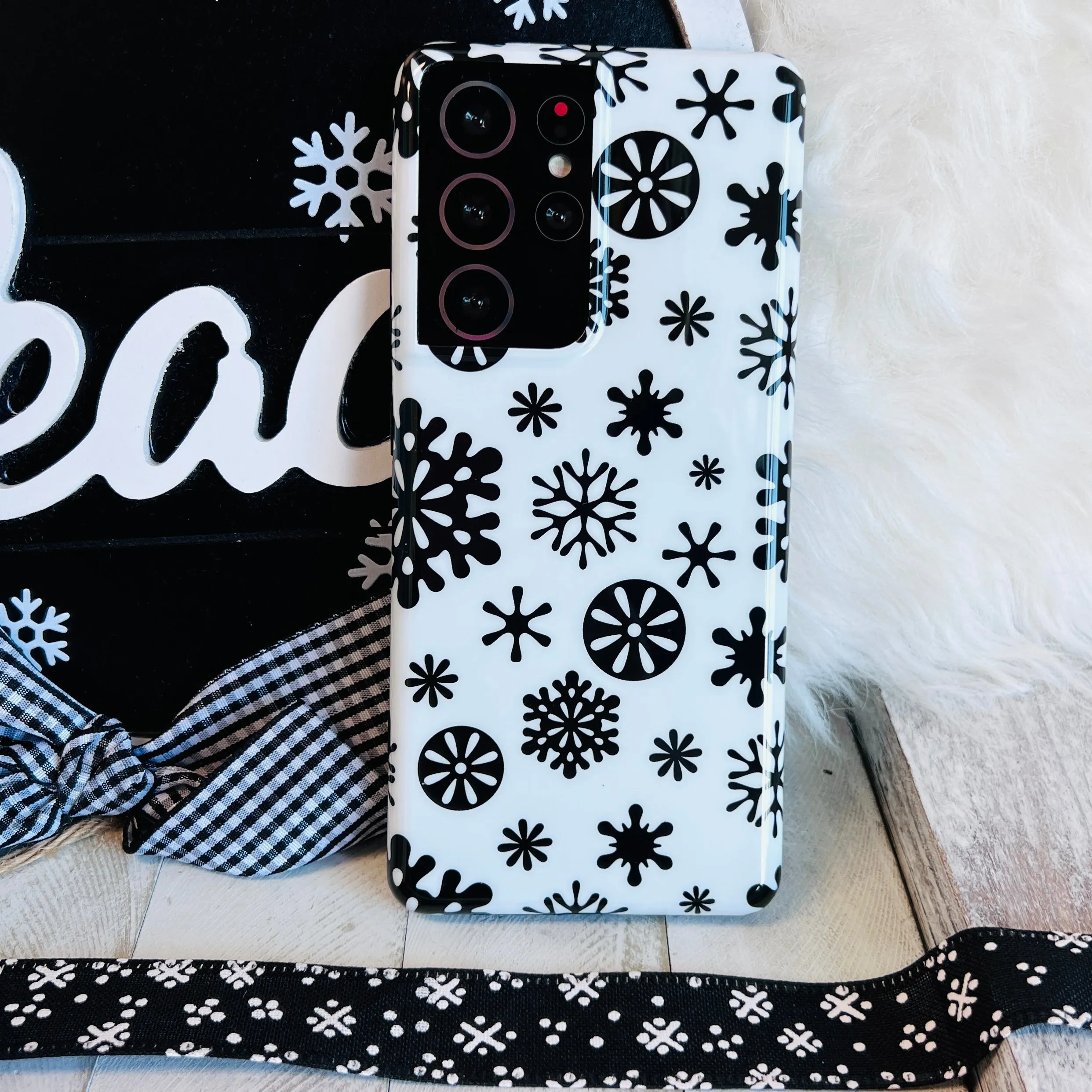 Snowflakes White Background Cell Phone Case For Samsung Galaxy