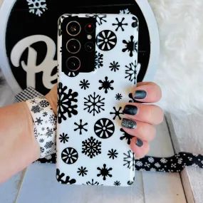 Snowflakes White Background Cell Phone Case For Samsung Galaxy