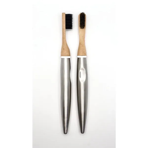 Stainless steel and bamboo toothbrush