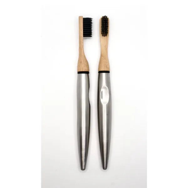 Stainless steel and bamboo toothbrush