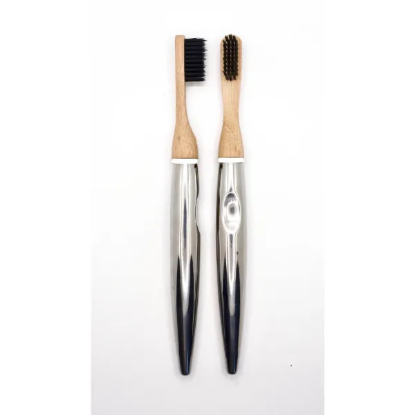 Stainless steel and bamboo toothbrush