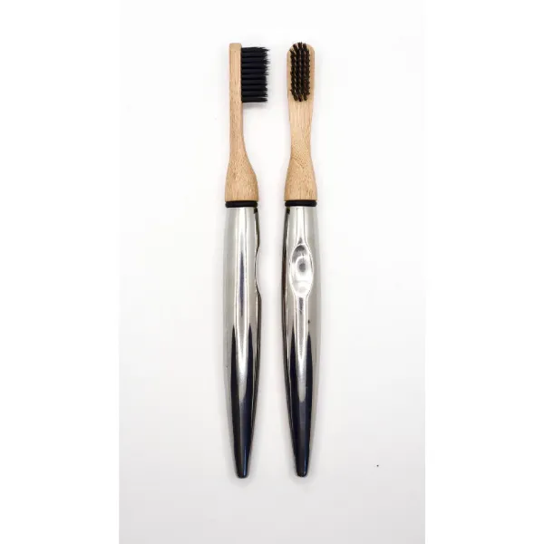 Stainless steel and bamboo toothbrush