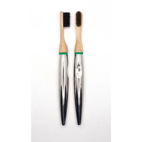 Stainless steel and bamboo toothbrush