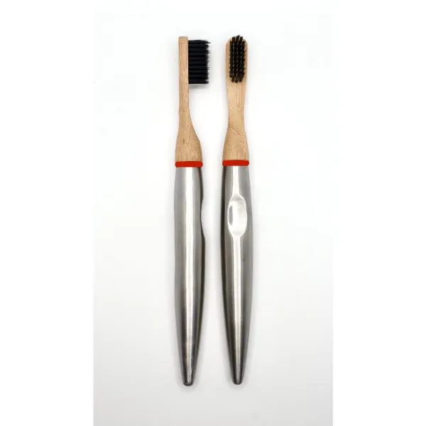 Stainless steel and bamboo toothbrush