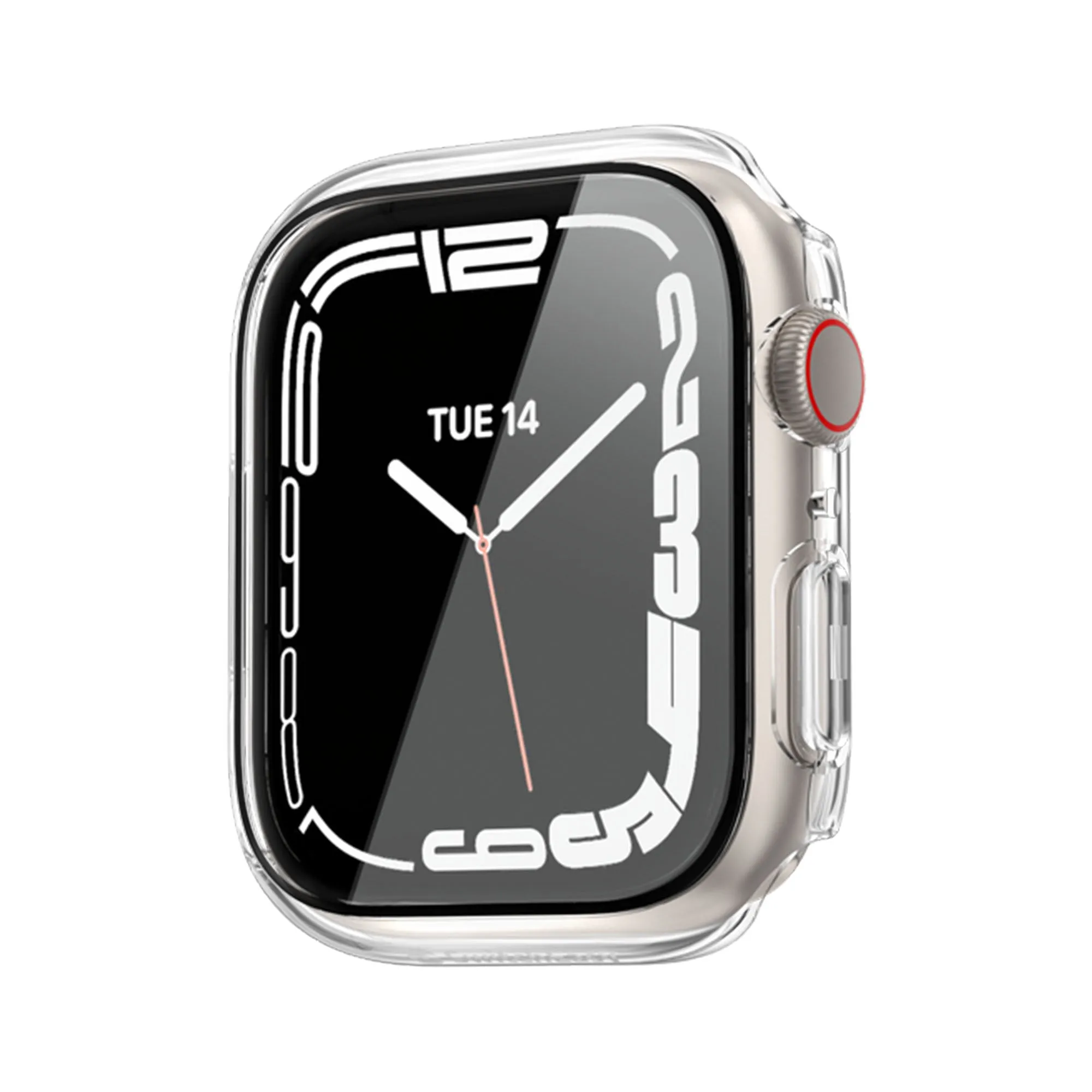 SwitchEasy Nude 2 in 1 Tempered Glass Hybrid Case for Apple Watch Series 7 ( 41mm ) with Build In Tempered Glass - Transparent (Barcode: 4895241108419 )