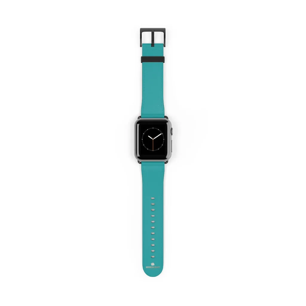 Teal Blue Solid Watch Band, 38mm/42mm Watch Band Strap For Apple Watches- Made in USA