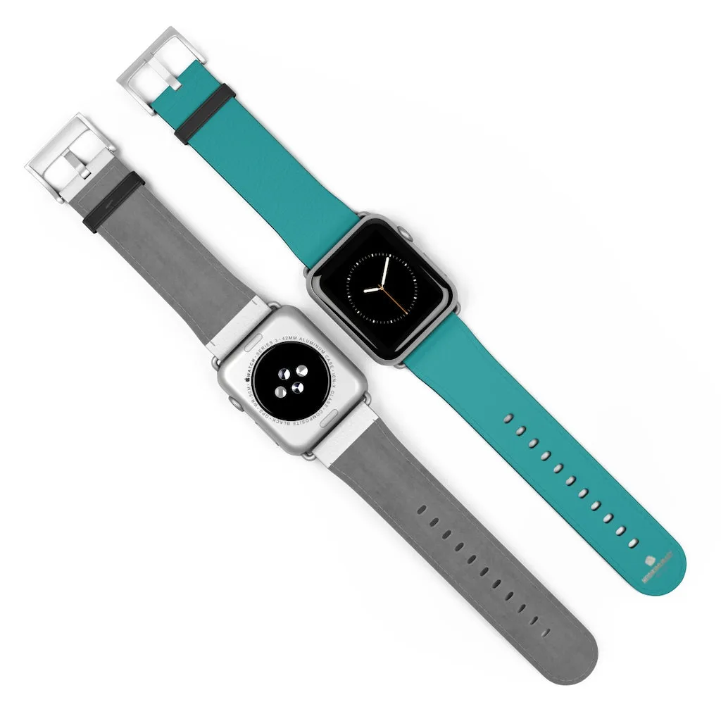 Teal Blue Solid Watch Band, 38mm/42mm Watch Band Strap For Apple Watches- Made in USA