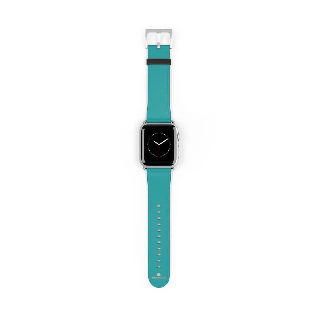 Teal Blue Solid Watch Band, 38mm/42mm Watch Band Strap For Apple Watches- Made in USA