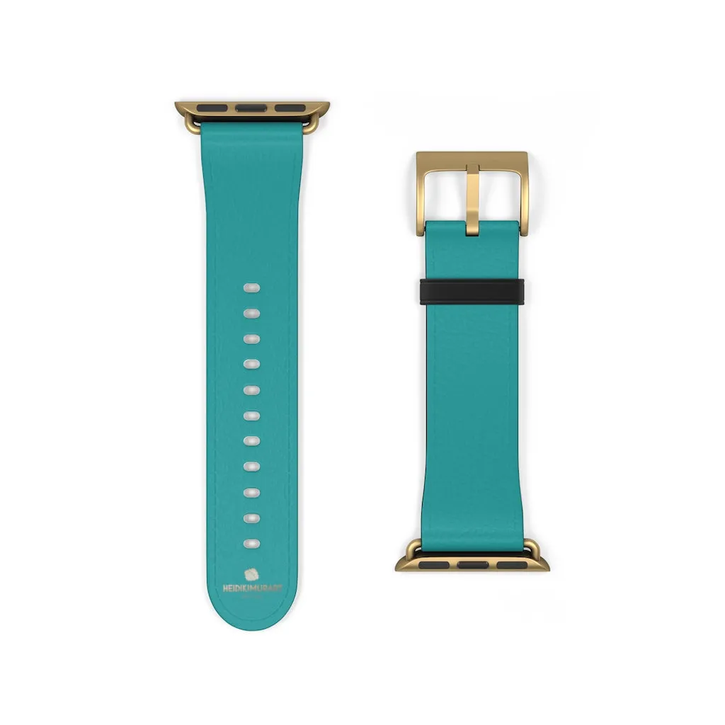 Teal Blue Solid Watch Band, 38mm/42mm Watch Band Strap For Apple Watches- Made in USA