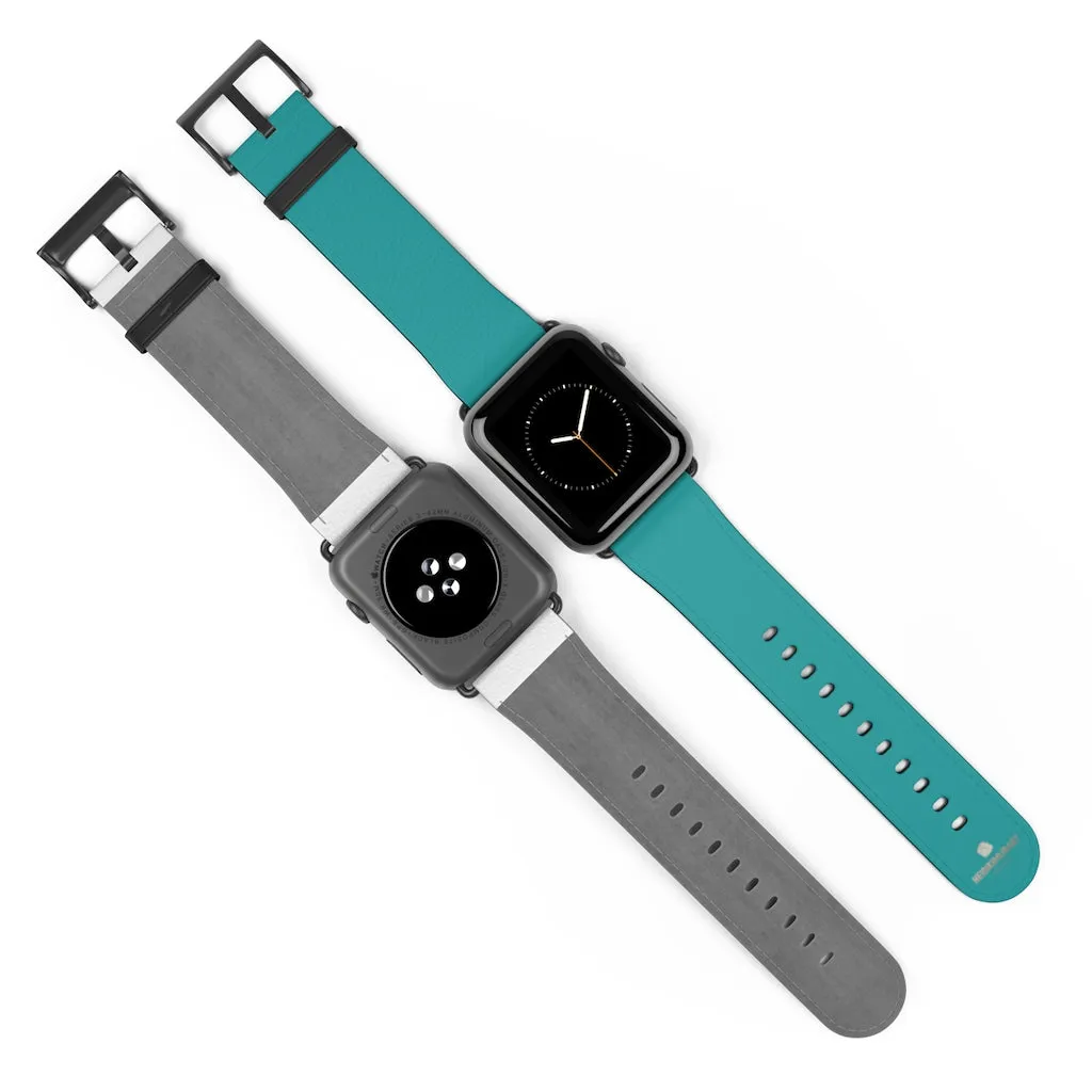 Teal Blue Solid Watch Band, 38mm/42mm Watch Band Strap For Apple Watches- Made in USA