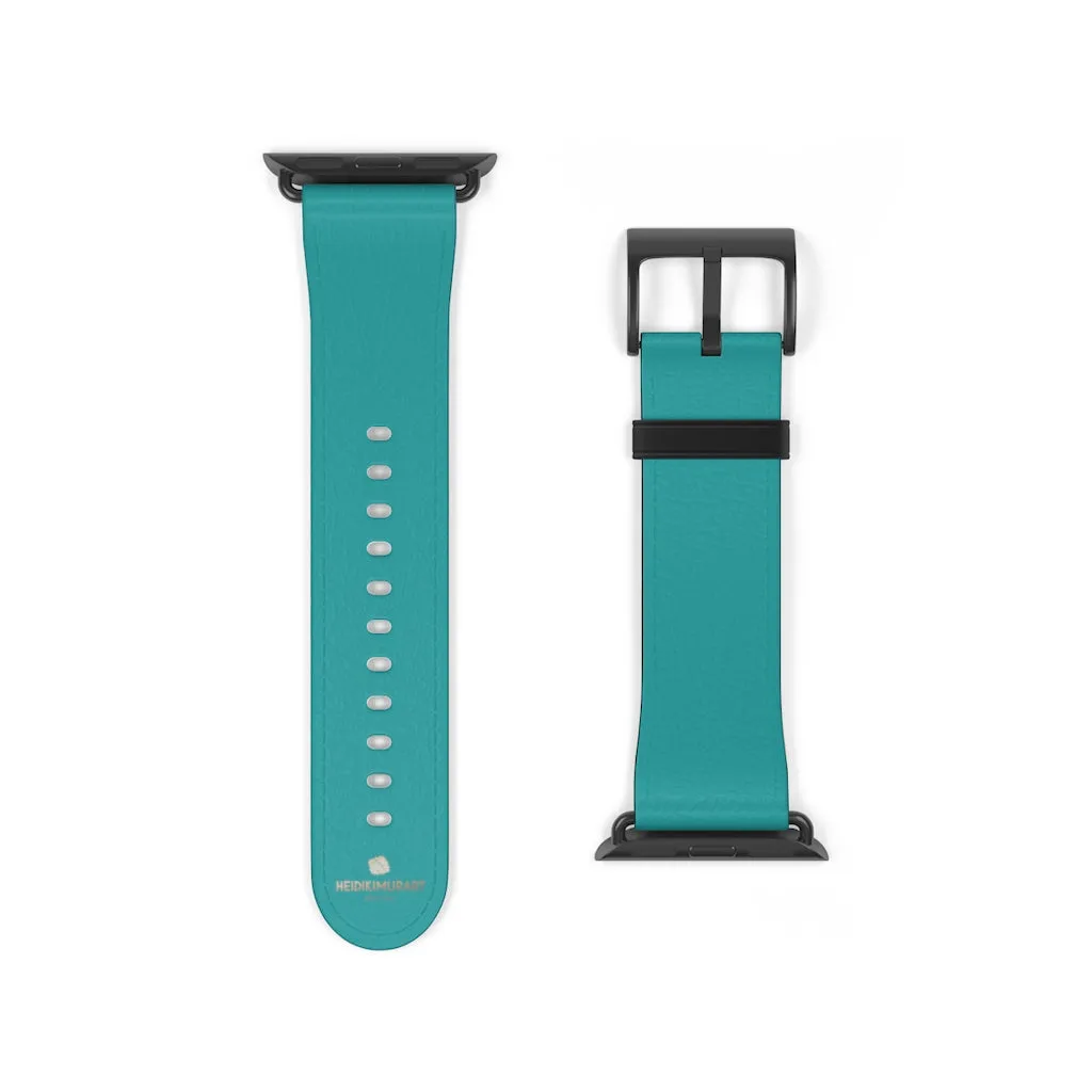 Teal Blue Solid Watch Band, 38mm/42mm Watch Band Strap For Apple Watches- Made in USA