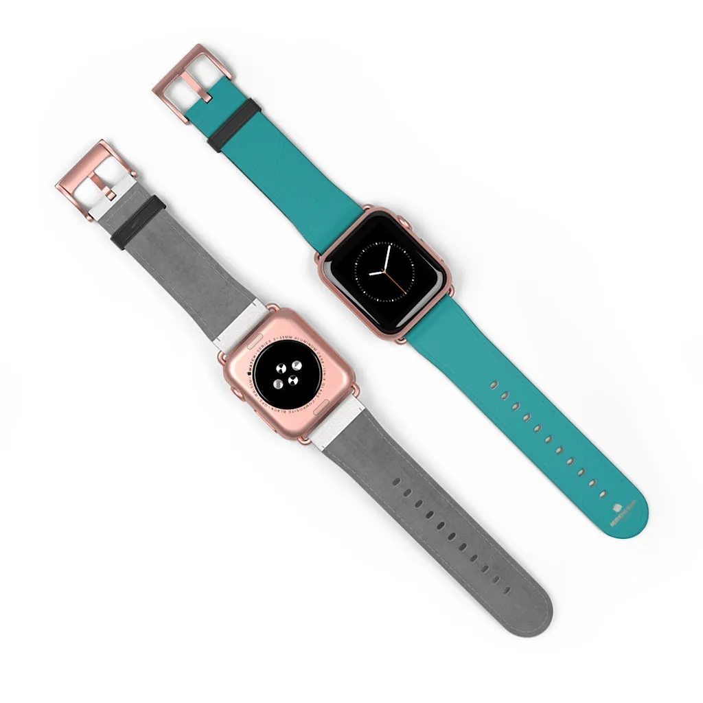 Teal Blue Solid Watch Band, 38mm/42mm Watch Band Strap For Apple Watches- Made in USA