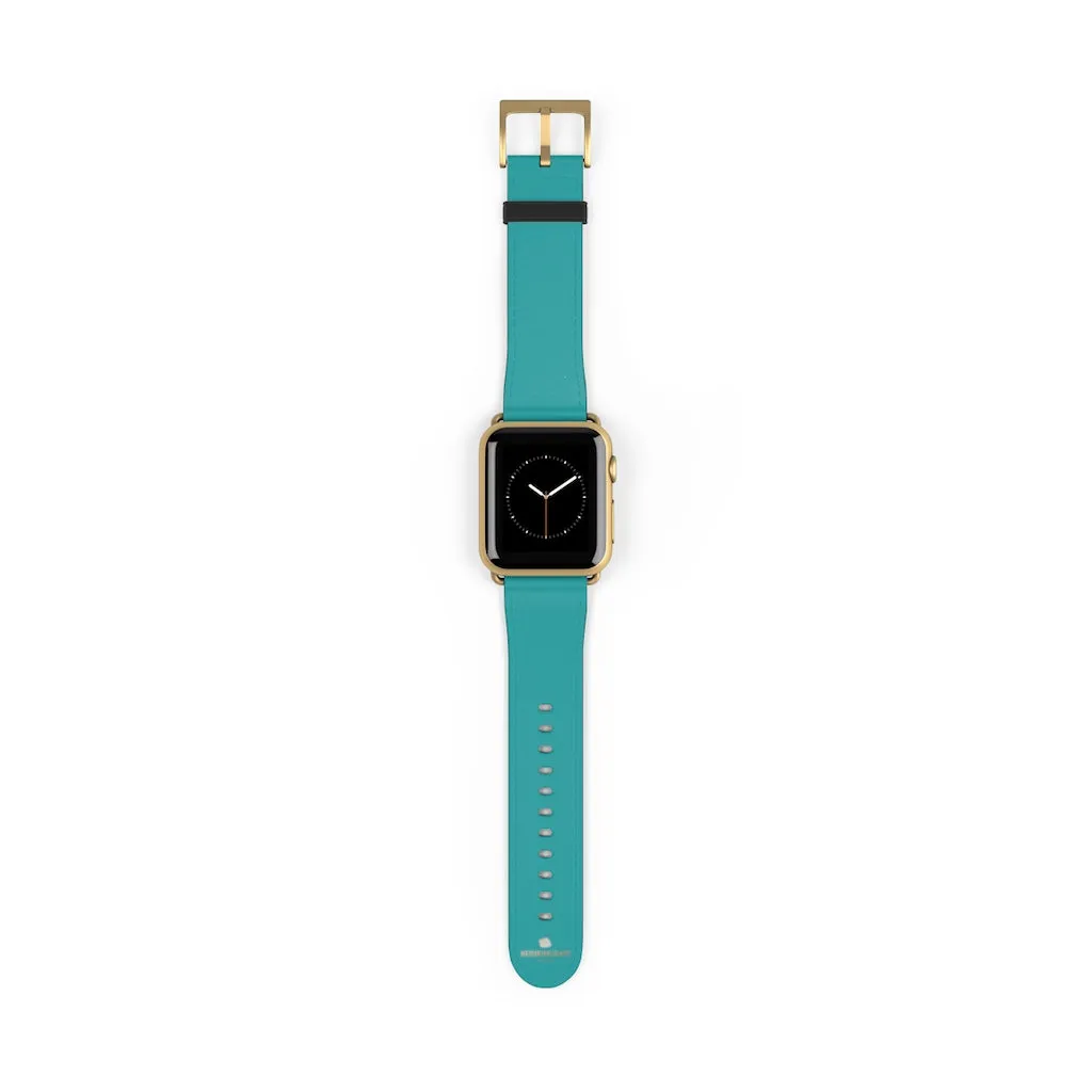 Teal Blue Solid Watch Band, 38mm/42mm Watch Band Strap For Apple Watches- Made in USA