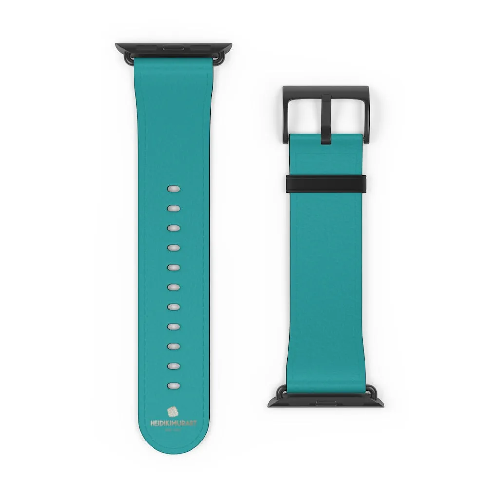 Teal Blue Solid Watch Band, 38mm/42mm Watch Band Strap For Apple Watches- Made in USA