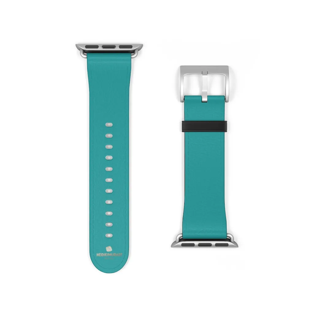 Teal Blue Solid Watch Band, 38mm/42mm Watch Band Strap For Apple Watches- Made in USA