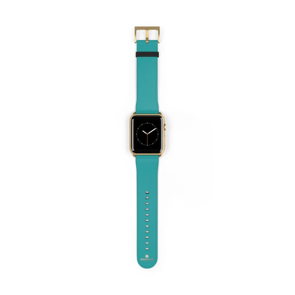 Teal Blue Solid Watch Band, 38mm/42mm Watch Band Strap For Apple Watches- Made in USA