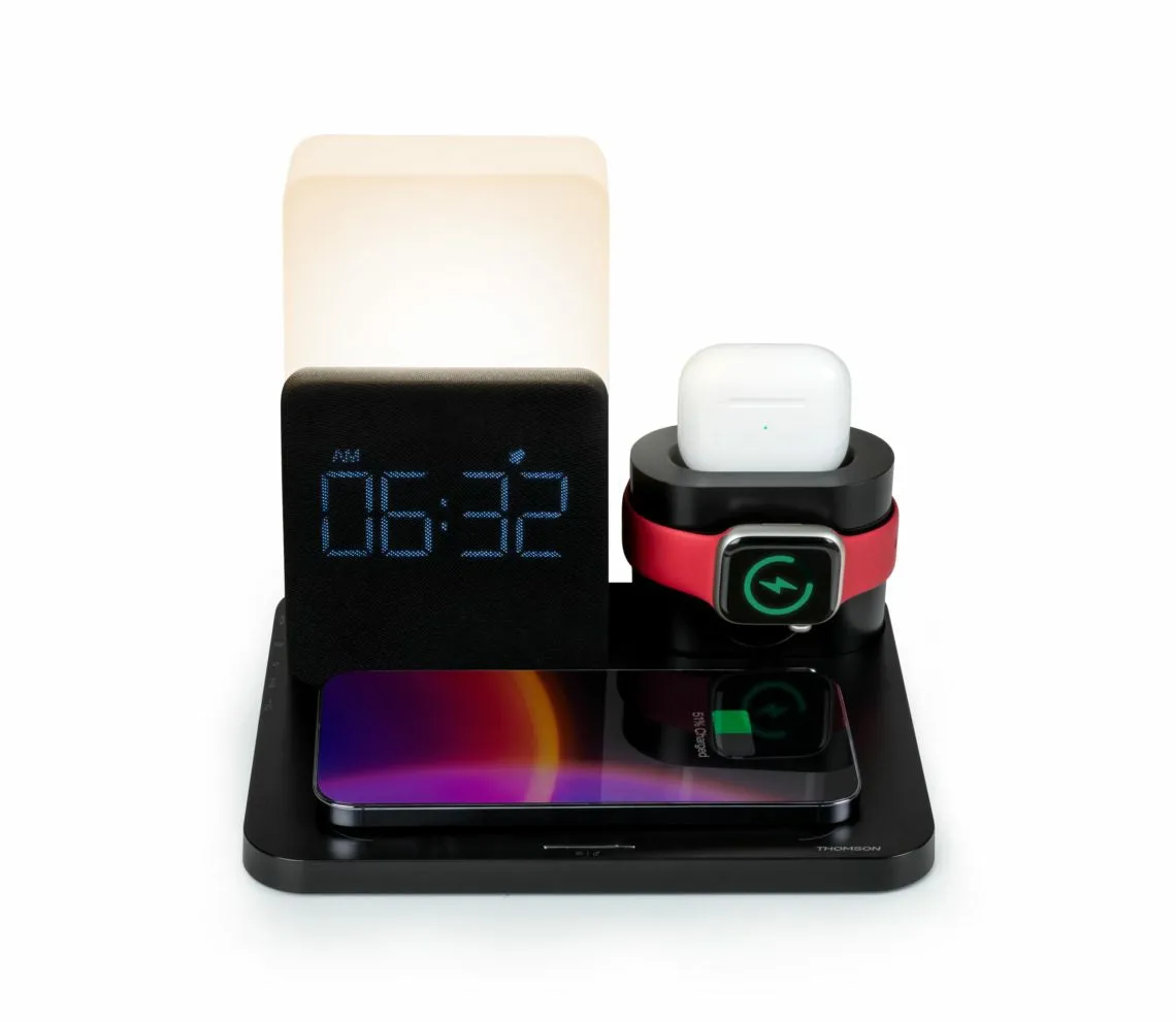 Thomson Alarm Clock With Wireless Charging Station And Night Light Cl800i