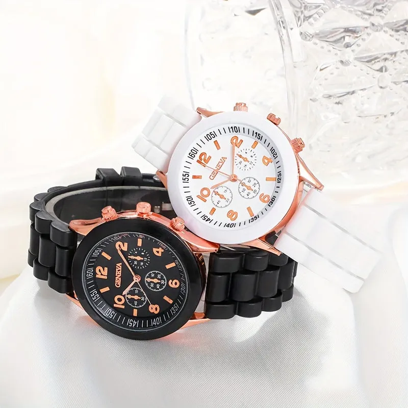 Valentines Couples Watch Set Casual Round Analog Quartz Watches