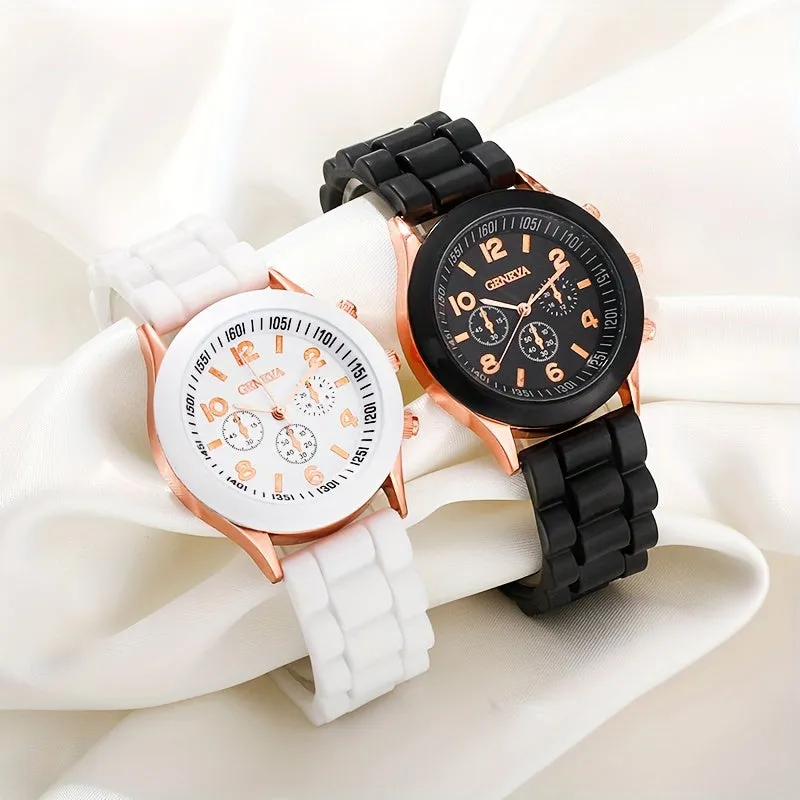 Valentines Couples Watch Set Casual Round Analog Quartz Watches