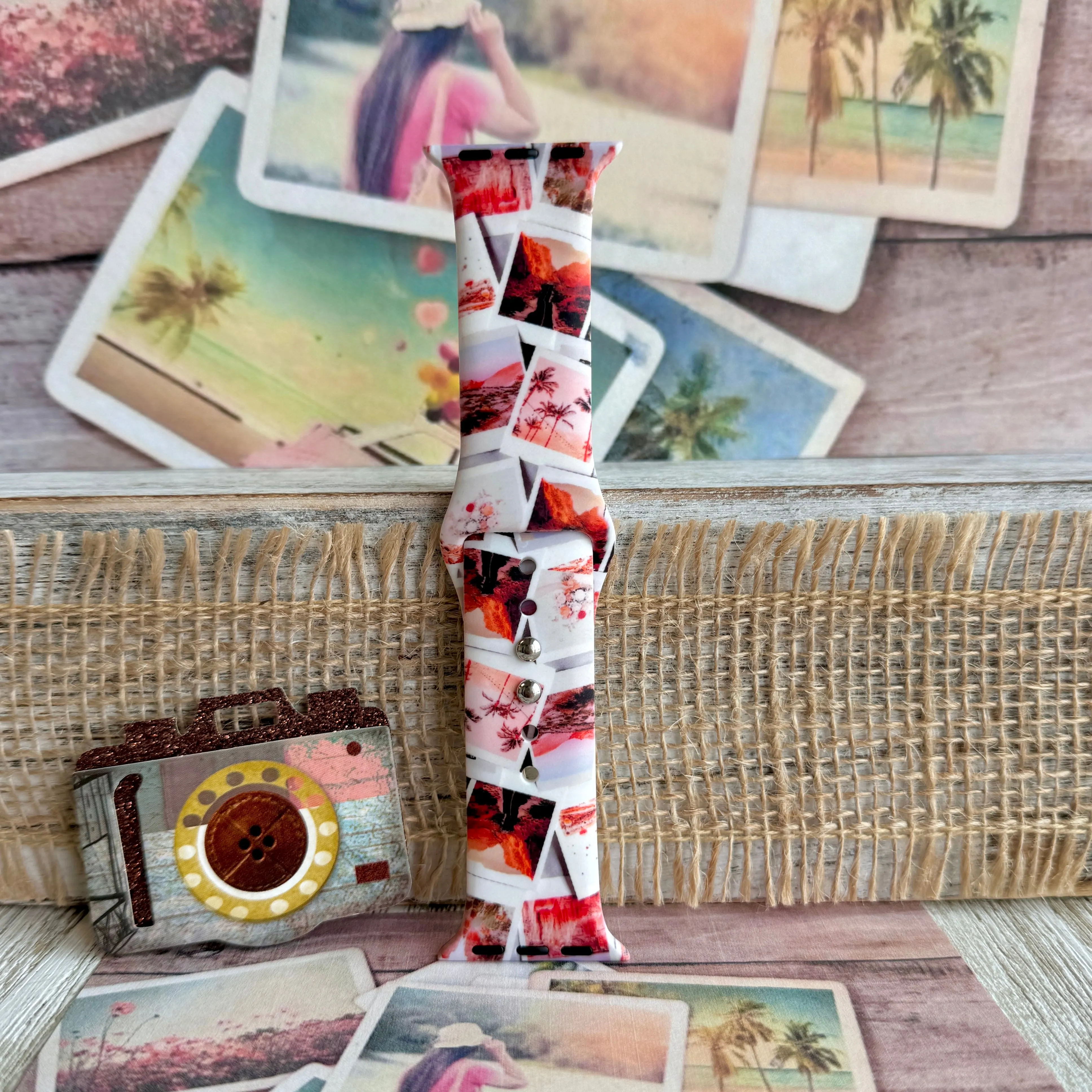 Wanderlust RetroSnaps Print Silicone Band For Apple Watch