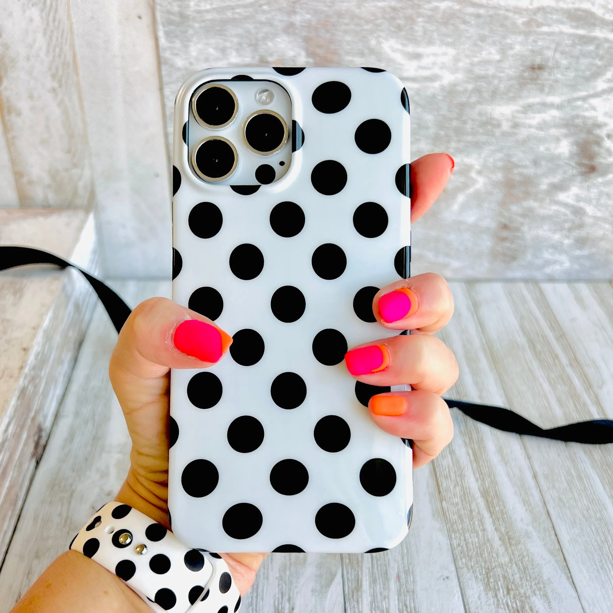 White Polka Dot Phone Case For iPhone