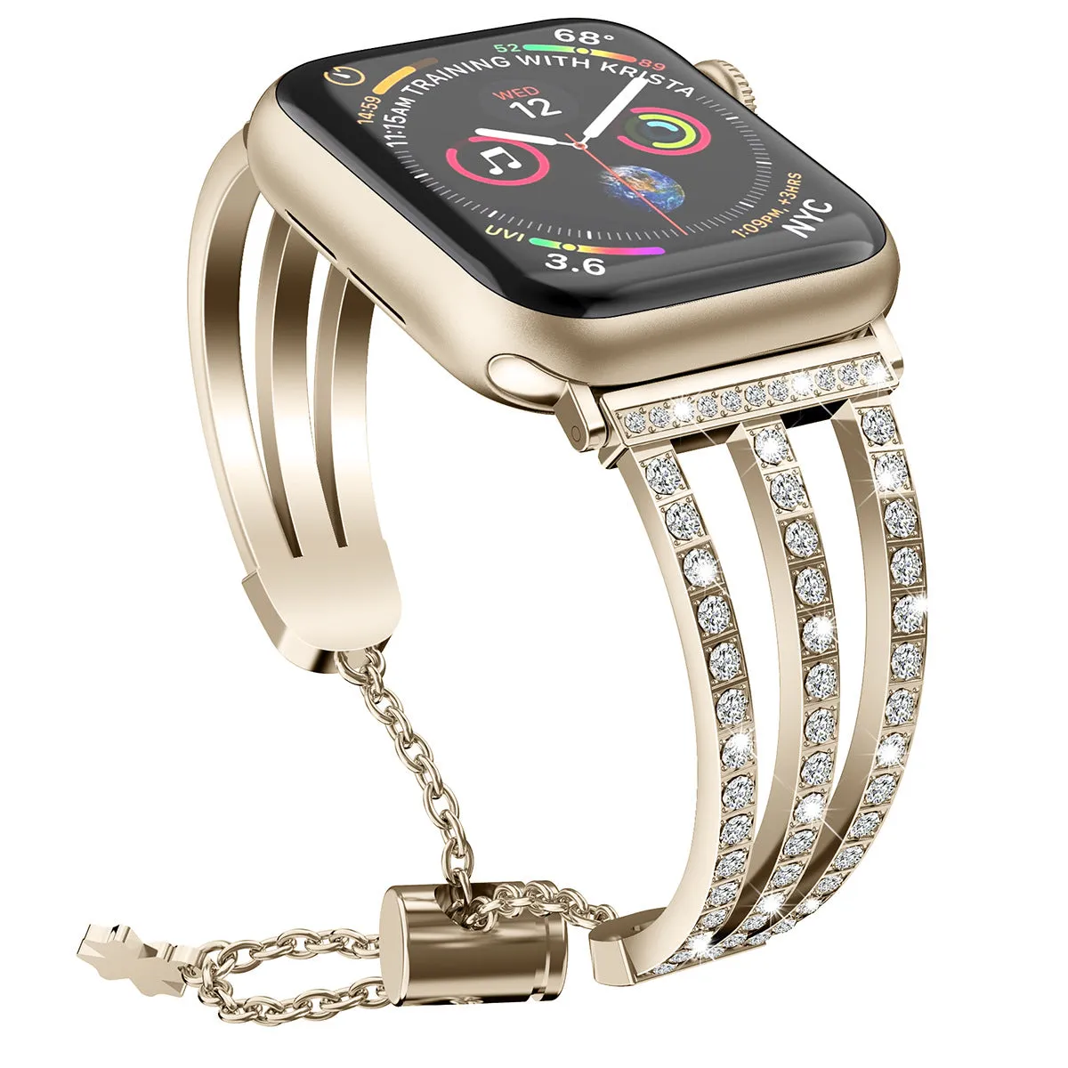 With diamond-encrusted stainless steel strap for iwatch W24XAW8301