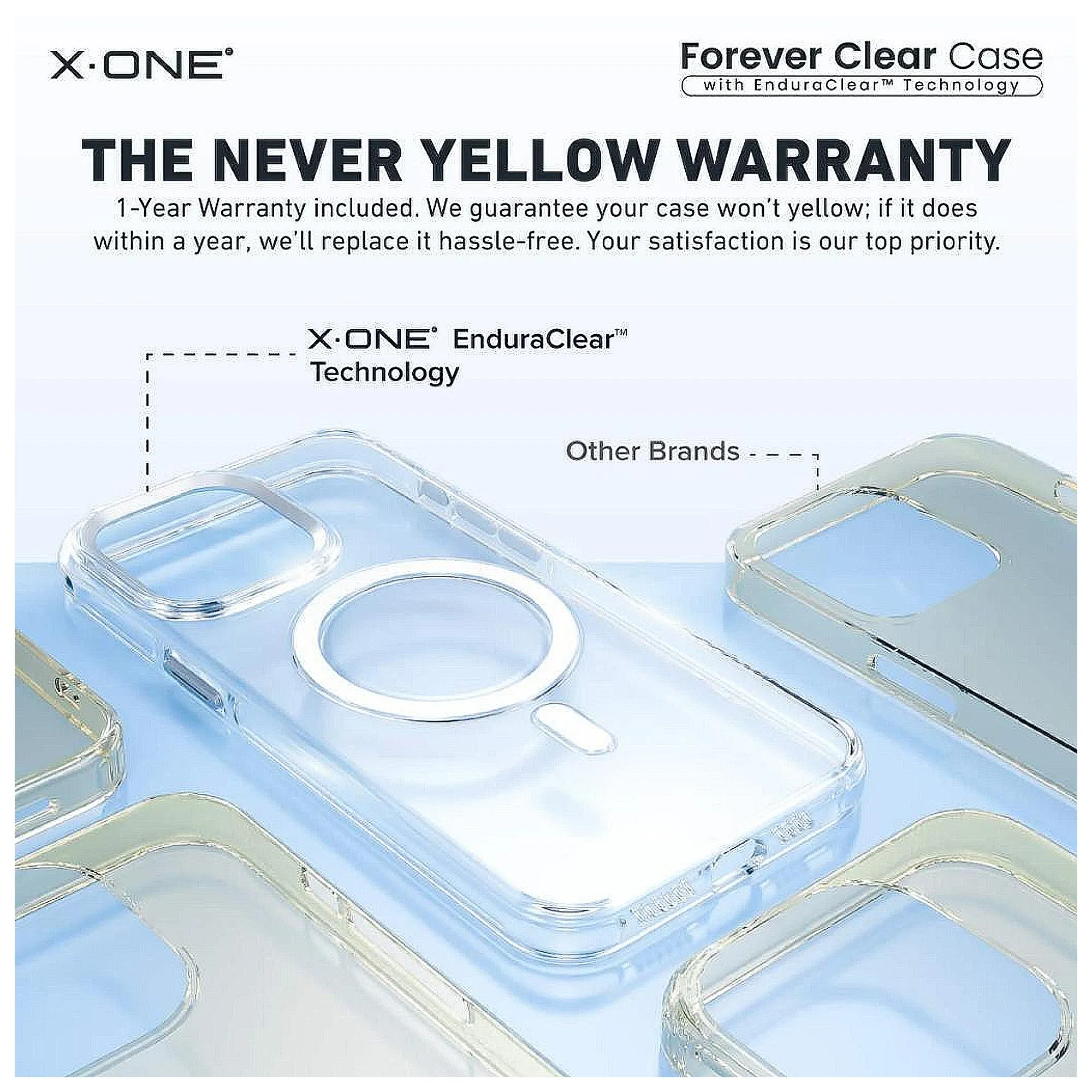 X.One Forever Clear ( Anti-Yellowing ) Phone Case for iPhone 15 and 14 Series - Magsafe Compatible