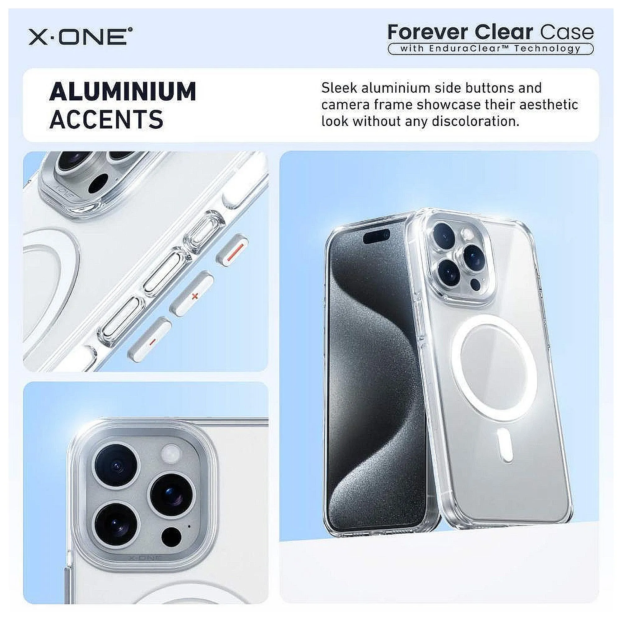 X.One Forever Clear ( Anti-Yellowing ) Phone Case for iPhone 15 and 14 Series - Magsafe Compatible